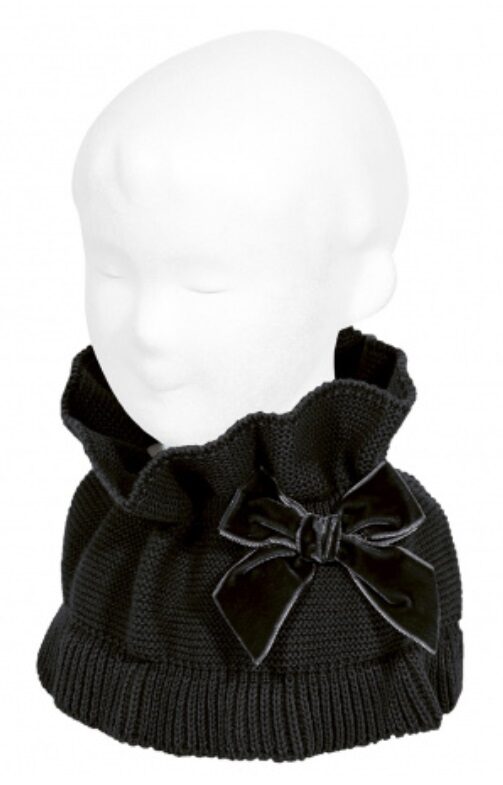Bērnu šalle - melna krāsa - ar samta bantīti